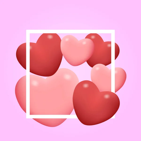 Stock vector día de San Valentín con globos en forma de corazón fondo de pantalla, volantes, invitación, carteles, folleto, banners plantilla de diseño — Vector de stock