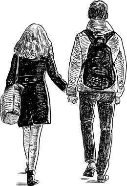 Öğrenciler çift bir yürüyüş