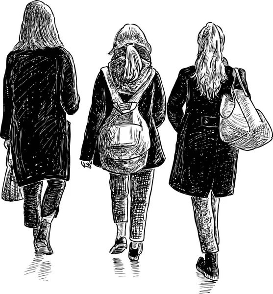 学生女孩上散步 — 图库矢量图片