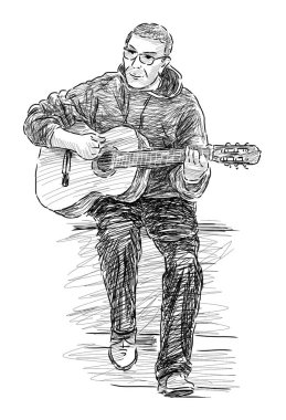 bir sokak müzisyeni taslağını