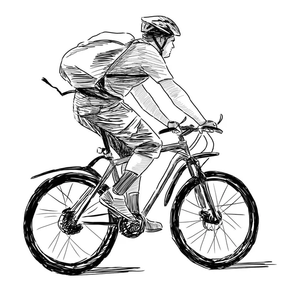 Hand-tekening van een persoon op een fiets — Stockfoto