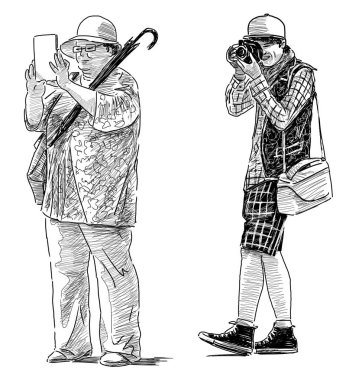 townspeople taking pictures clipart
