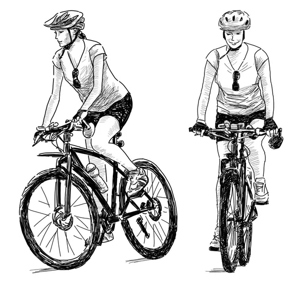 Sketch of a woman riding a bike — Stock Photo, Image