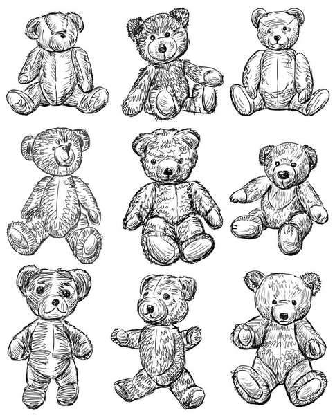 Sketches of the old teddy bears — Stock Photo, Image