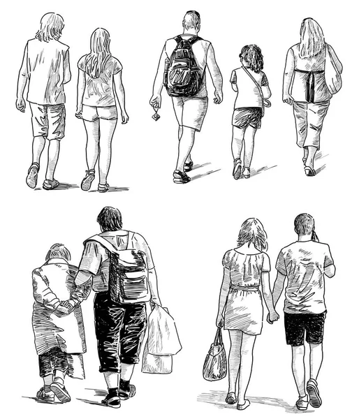 Sketches of the casual pedestrians — Stock Photo, Image