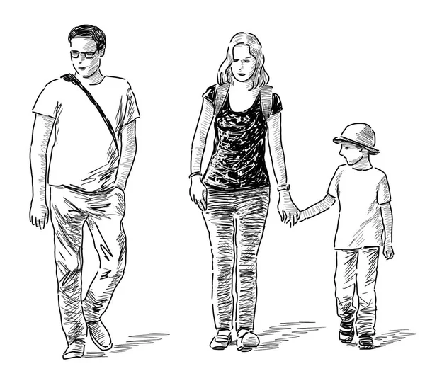 sketch of an young family