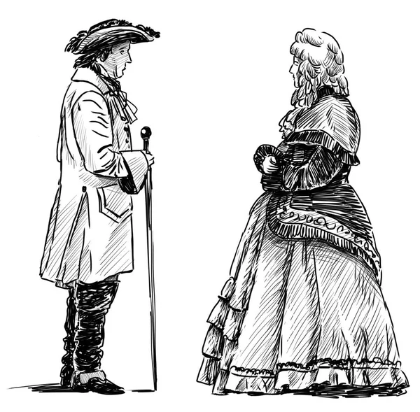Пара в історичних костюмах — стокове фото