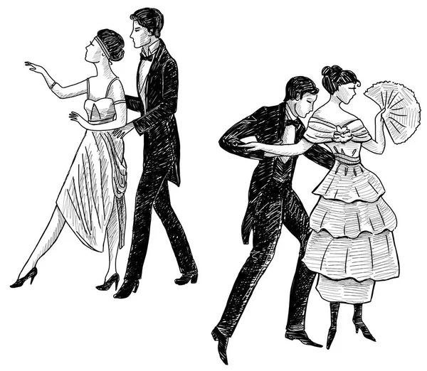 Sketches of the vintage dancing couple — Stock Photo, Image