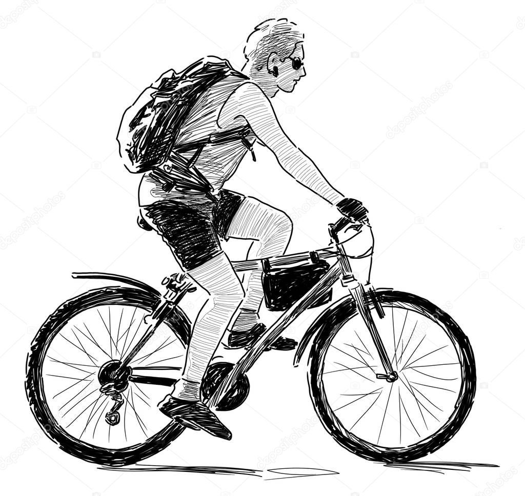 sketch of a person on a bicycle