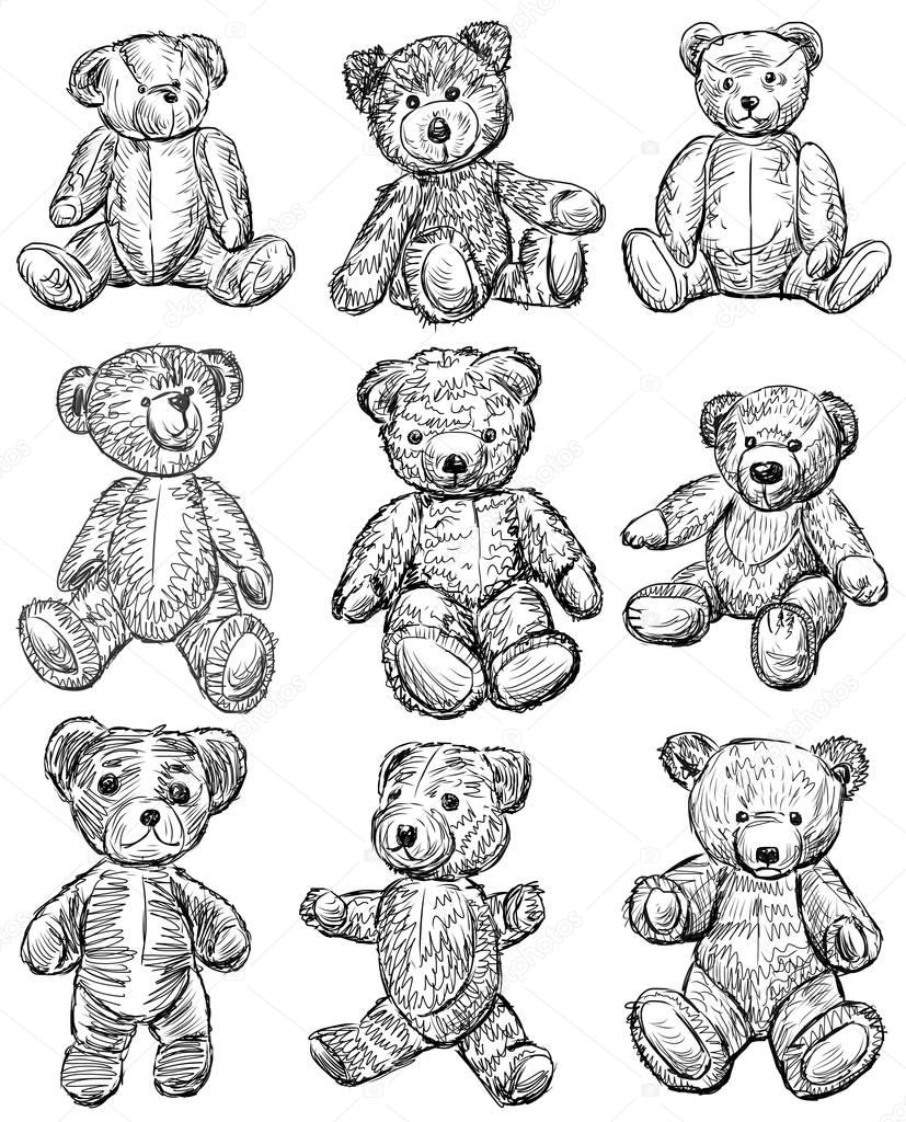 sketches of the old teddy bears