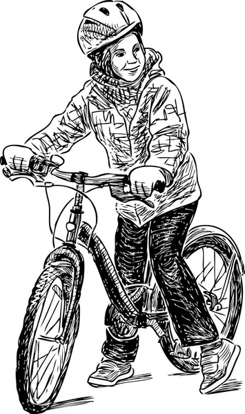 สเก็ตช์ของเด็กบนจักรยาน — ภาพถ่ายสต็อก