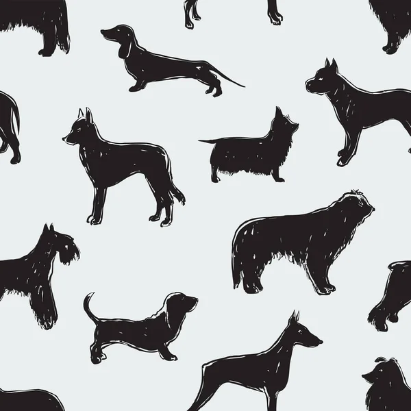 Silhouettes of the different dogs — Stock Vector