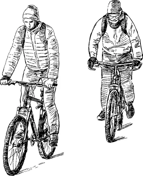 Tieners rijden op de fiets — Stockvector