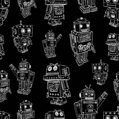 eski oyuncak robotlar paterni