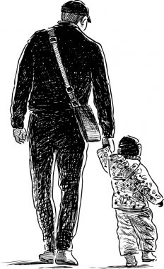 Baba ve oğlu bir yürüyüş gitmek