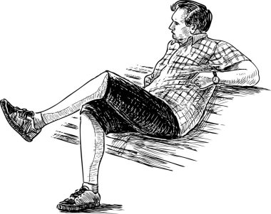 Bir adam bir bankta dinleniyor