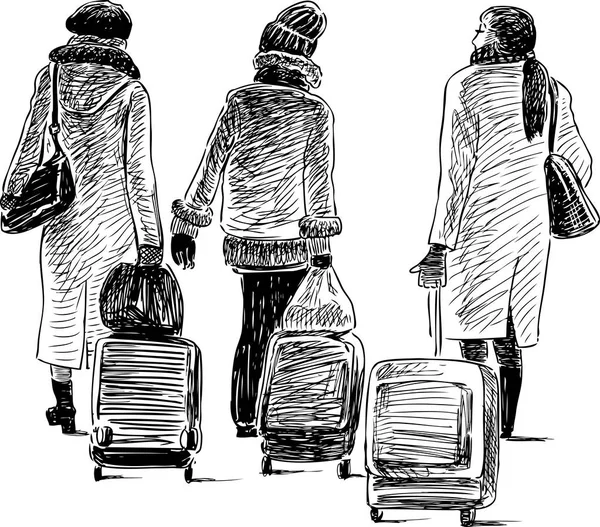 Die Stadtfrauen Gehen Auf Reisen — Stockvektor