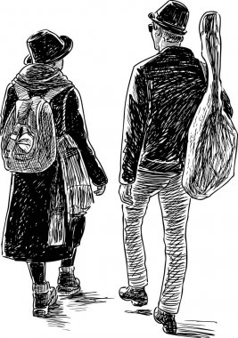 Genç kasaba halkı yaratıcı çifti taslağını