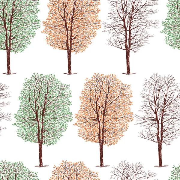 Pattern Trees Different Seasons — Stock Vector