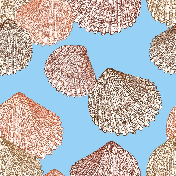 Seamless Background Seashells — Stock Vector