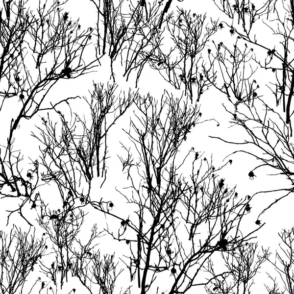 雪上野玫瑰灌木的剪影图案 — 图库矢量图片