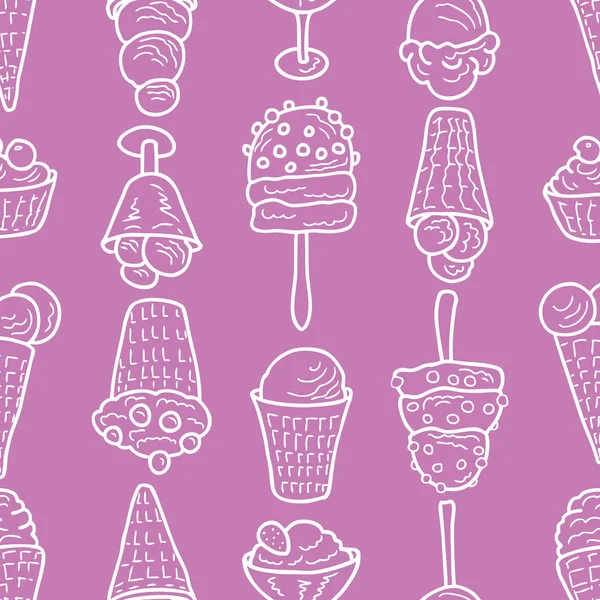 各种冰淇淋的无缝图案 — 图库矢量图片