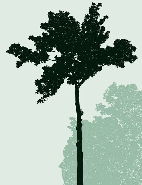 Wektorowy Wizerunek Pojedynczego Drzewa Letnim Lesie — Wektor stockowy