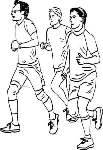 Koşu Yapan Genç Erkeklerin Vektör Çizimi — Stok Vektör
