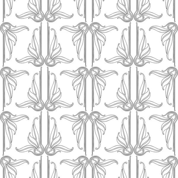 Seamless Pattern Outlines Floral Vintage Elements — Stock Vector