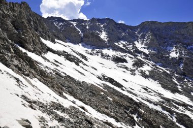 Alp peyzaj dağlık çığ arazi Colorado 14er küçük ayı tepe üzerinde kar kaplı, arazi iklime duyarlı değiştirmek, Sangre de Cristo aralığı, Rocky Dağları, ABD