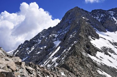 Alp peyzaj dağlık çığ arazi Colorado 14er küçük ayı tepe üzerinde kar kaplı, arazi iklime duyarlı değiştirmek, Sangre de Cristo aralığı, Rocky Dağları, ABD