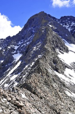 Alp peyzaj dağlık çığ arazi Colorado 14er küçük ayı tepe üzerinde kar kaplı, arazi iklime duyarlı değiştirmek, Sangre de Cristo aralığı, Rocky Dağları, ABD