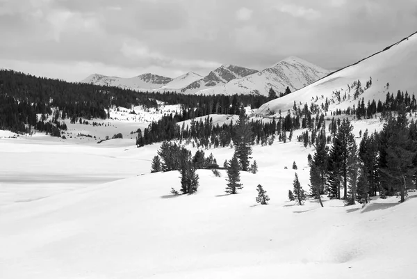 Alpine scene with snow capped mountains in the Eastern Sierra near Yosemite National park, Sierra Nevada Mountains, California a popular place for RV trips, family vacations, backpacking and hiking — Stock Photo, Image