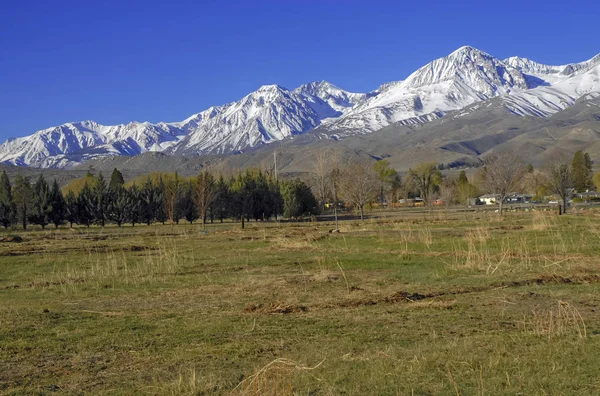 约塞米蒂国家公园附近，加州内华达山脉的东部山区的高山场景与雪雪山 — 图库照片