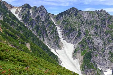 Japonya Alps of Chubu Sangaku Milli Parkı, bir gün tren yolculuğu Tokyo ve kayak ve kış ve hiking ve yaz aylarında tırmanma snowboard için popüler bir yer.