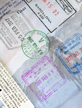 Göçmenlik closeup pullar pasaport gösteren kavram seyahat