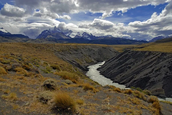 Górskiej Scenerii Okolicy Mount Fitz Roy Chalten Patagonii Argentyna — Zdjęcie stockowe