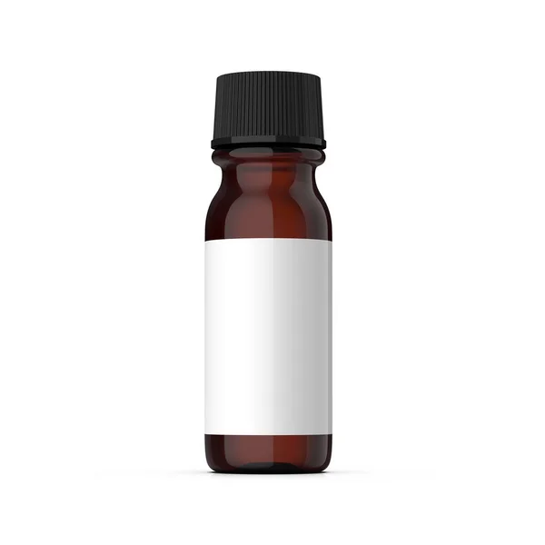 Medizinische Flasche Mit Etikett Auf Weißem Hintergrund — Stockfoto