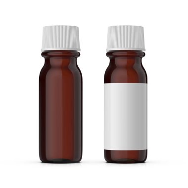 Beyaz Arkaplanda Kahverengi Tıbbi Şişe Etiketi