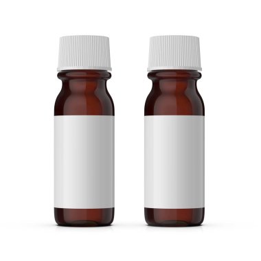 Beyaz Arkaplanda Gerçekçi Kahverengi Tıbbi Şişe
