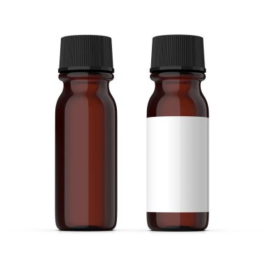 Beyaz arka planda tıbbi şişe