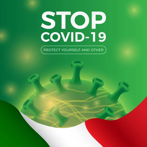 Italie Arrêter Covid Corona Virus Vector — Image vectorielle