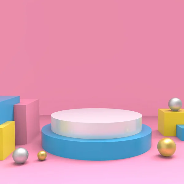 Podyum beyaz soyut minimalist geometri, minimal ışık iç mekan, nesne yerleştirme, soyut arkaplan odası, 3D canlandırma,