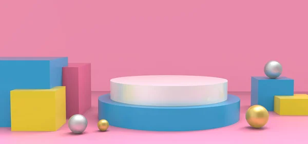 Podyum beyaz soyut minimalist geometri, minimal ışık iç mekan, nesne yerleştirme, soyut arkaplan odası, 3D canlandırma,