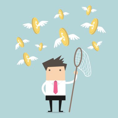 İş adamı yakalamak uçan paralar