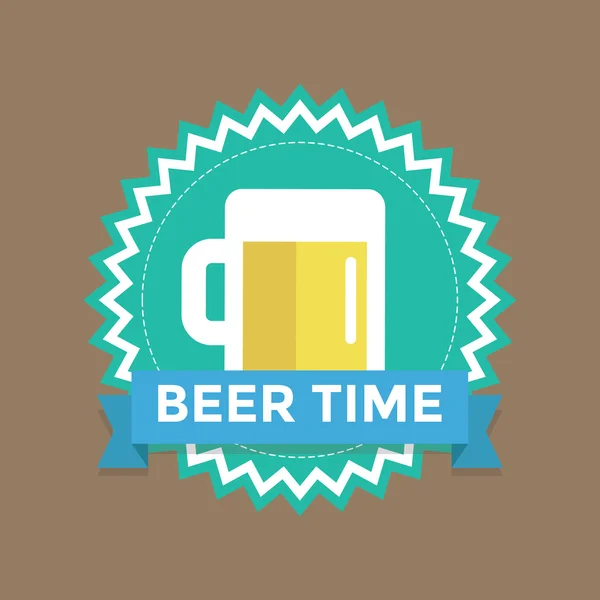 Étiquette avec texte heure de la bière — Image vectorielle