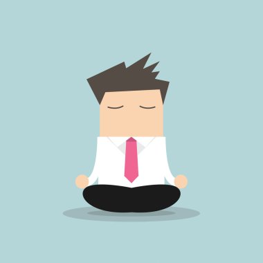 İşadamı yoga sırasında zor iş günü rahatlatıcı