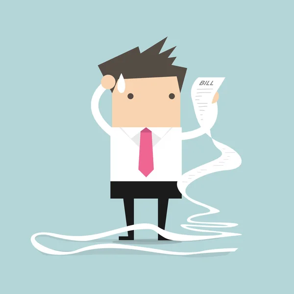 Çok uzun fatura kağıt ile işadamı