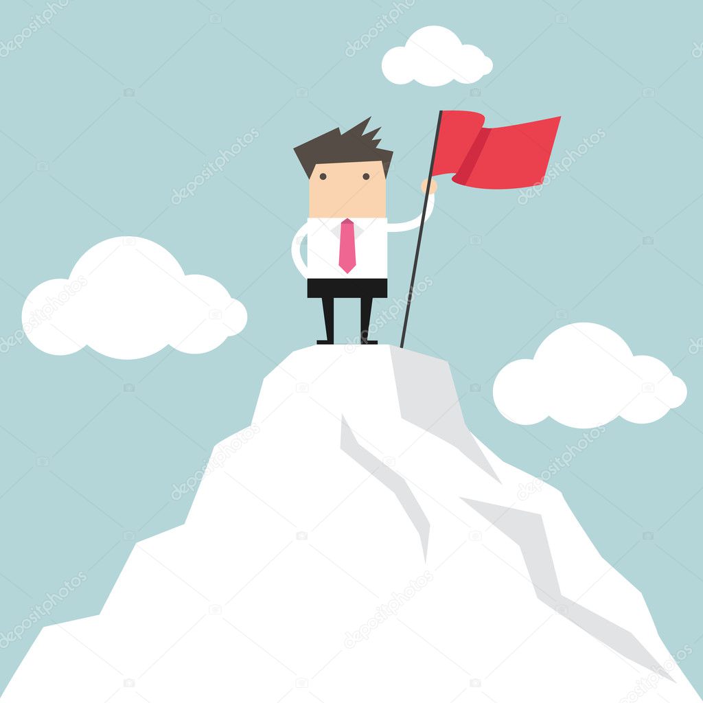 Businessman go to the top of mountain