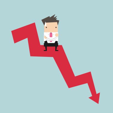 Grafik üzerinde oturarak işadamı